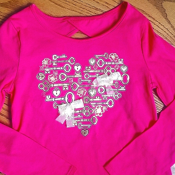 Justice Girls Top Hot Pink Heart - Picture 8 of 11